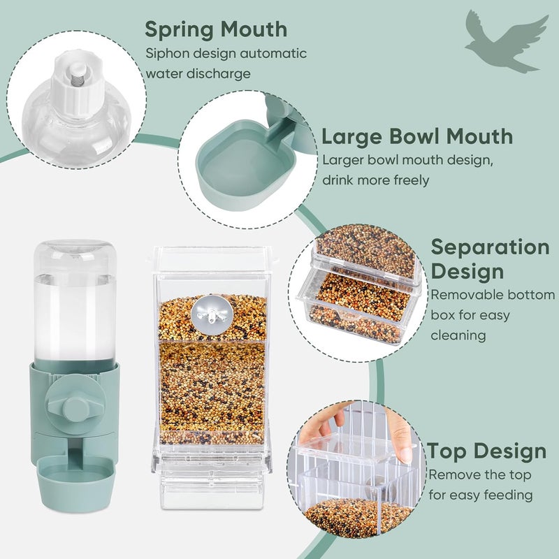lemtrflo No Mess Bird Feeder Water Dispenser Set, Bird Feeder for Cage, Cage Accessories for Cockatiels, Finches, Budgies and Canaries - Image 4